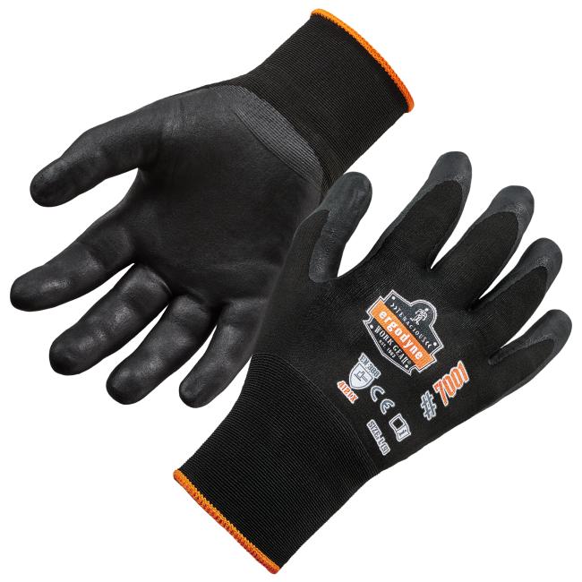 Front and back of gloves.