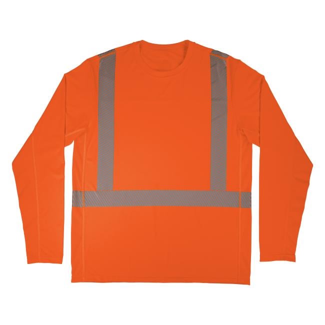 Front of orange cooling hi-vis sun shirt