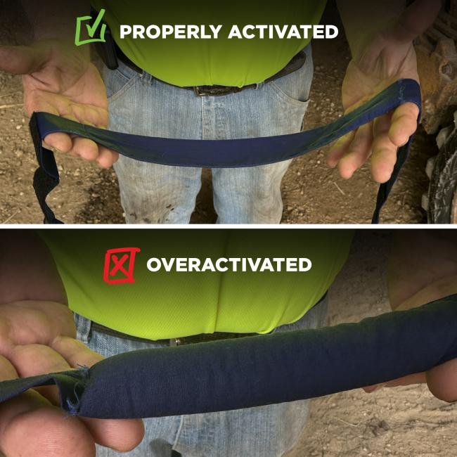 Properly activated headband will look normal, over-activated headband will swell