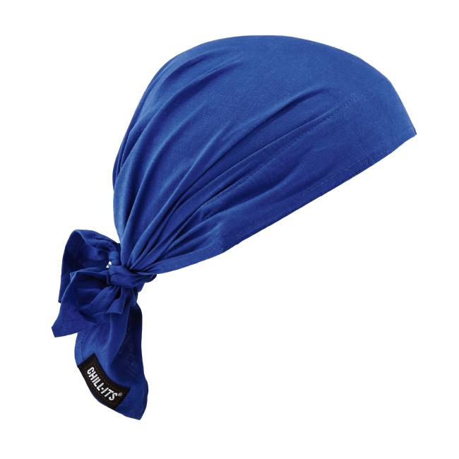 Front of blue pva cooling bandana