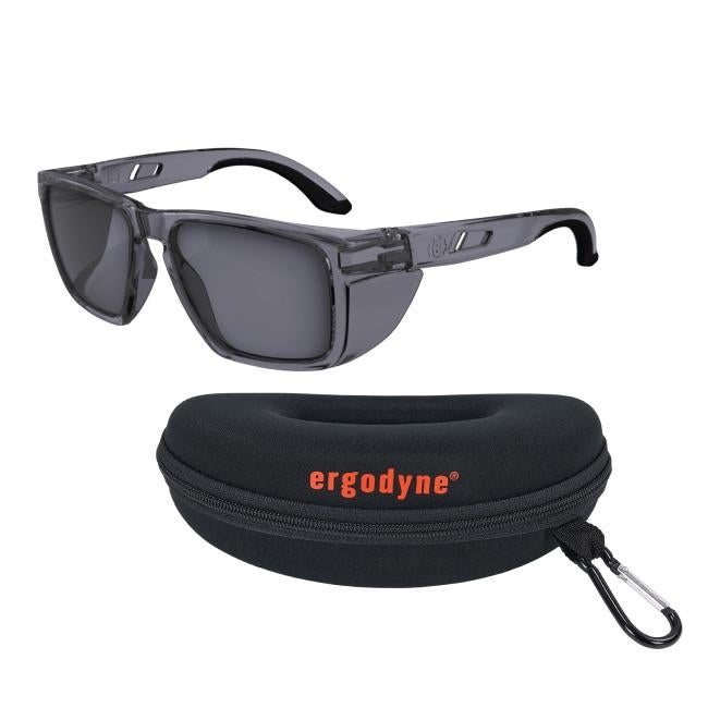 Smoke Safety glasses with side shields with a protective hard case